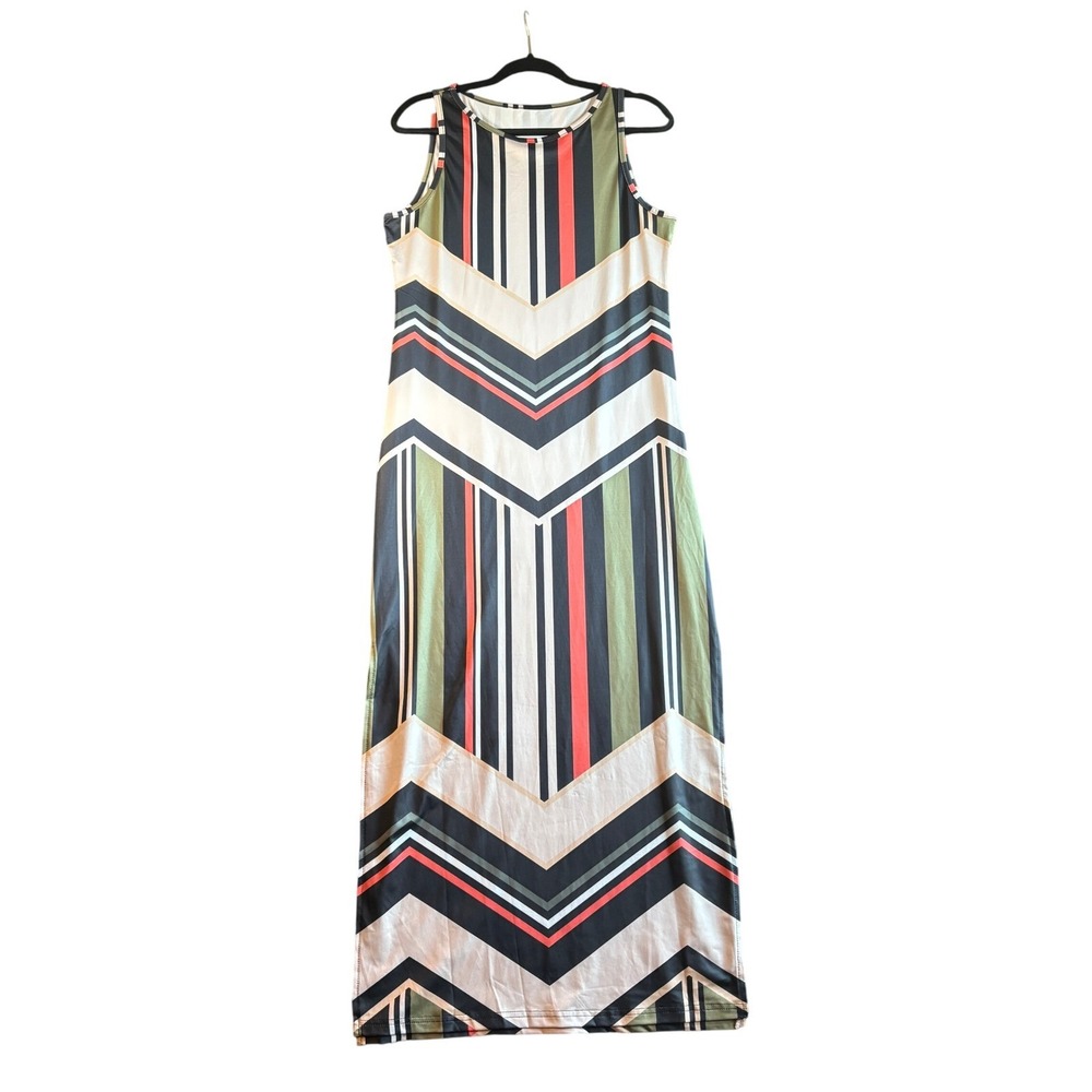 Women's Sleeveless Maxi Dress Striped Geometric Pattern Casual Summer Wedding